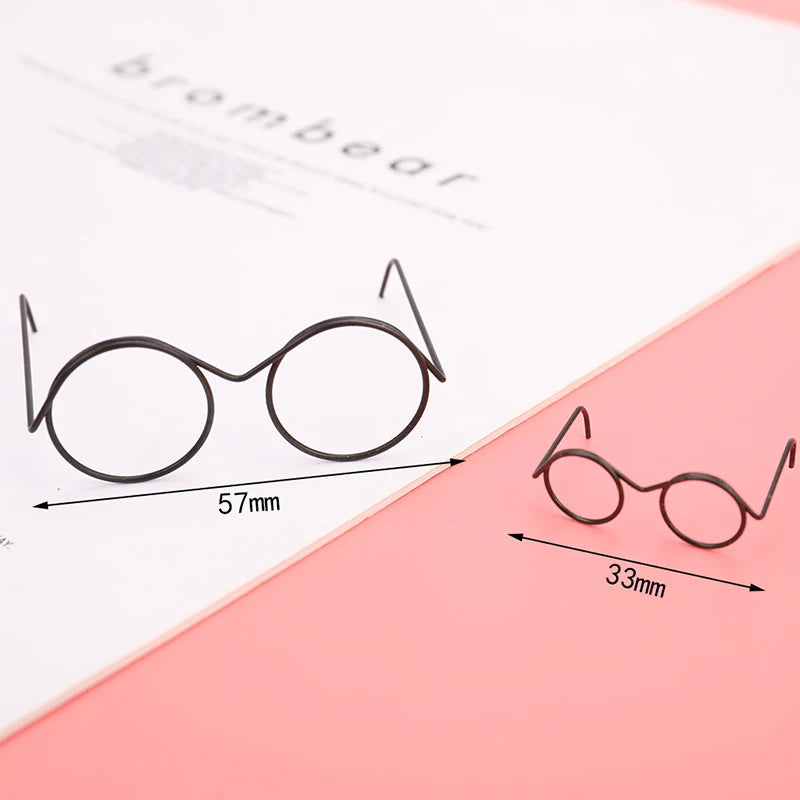 Fashion Round Frame Lensless Retro Cool Doll Glasses Accessories