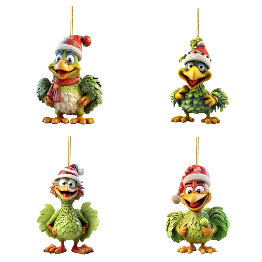Funny 2D Acrylic Christmas Rooster Ornament – Tree Pendant