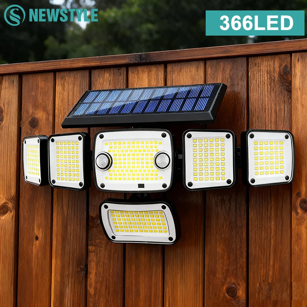 366LED Solar Security Lights Outdoor Motion Sensor Super Bright Solar Lights Waterproof Solar Wall Light 3 Modes Patio Porch Zpaxo