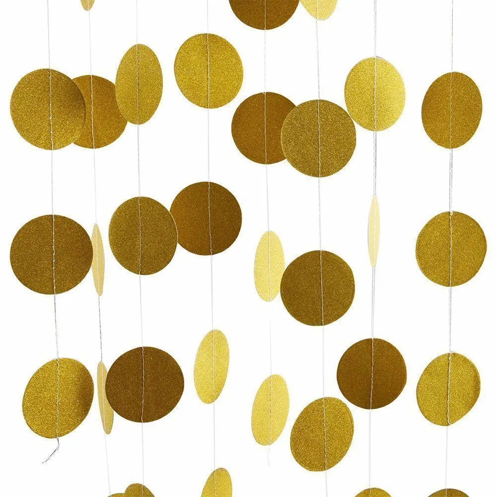 4M Gold Glitter Paper Banner Garland String Room Hanging Birthday