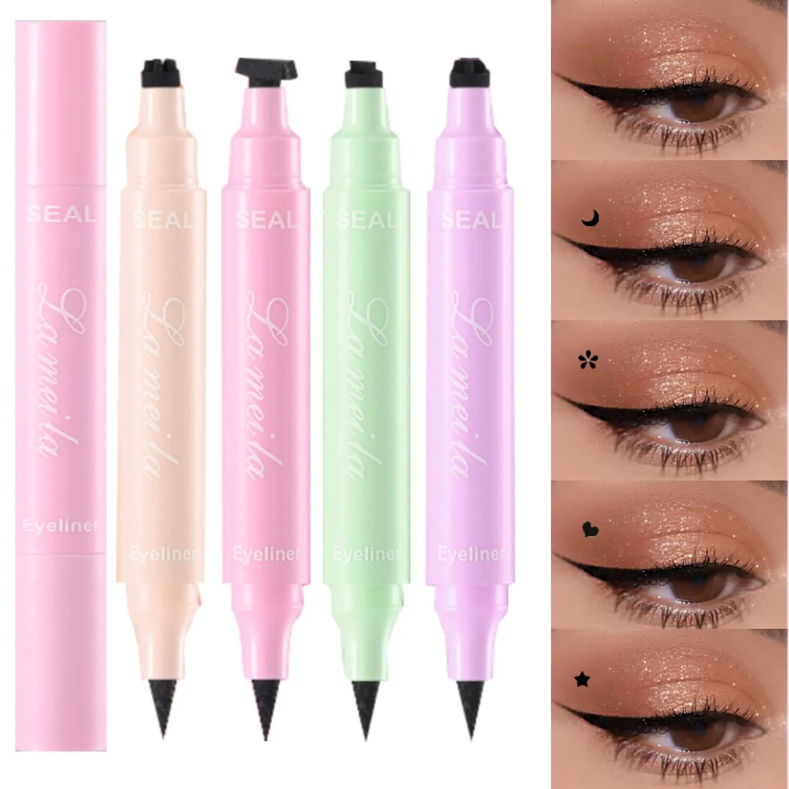 1PC 2 in 1 Eyeliner - Waterproof, Quick Drying, Anti-fouling, Silky, Easy To Get Started, Anti-smudge, Suitable for Beginners Zpaxo
