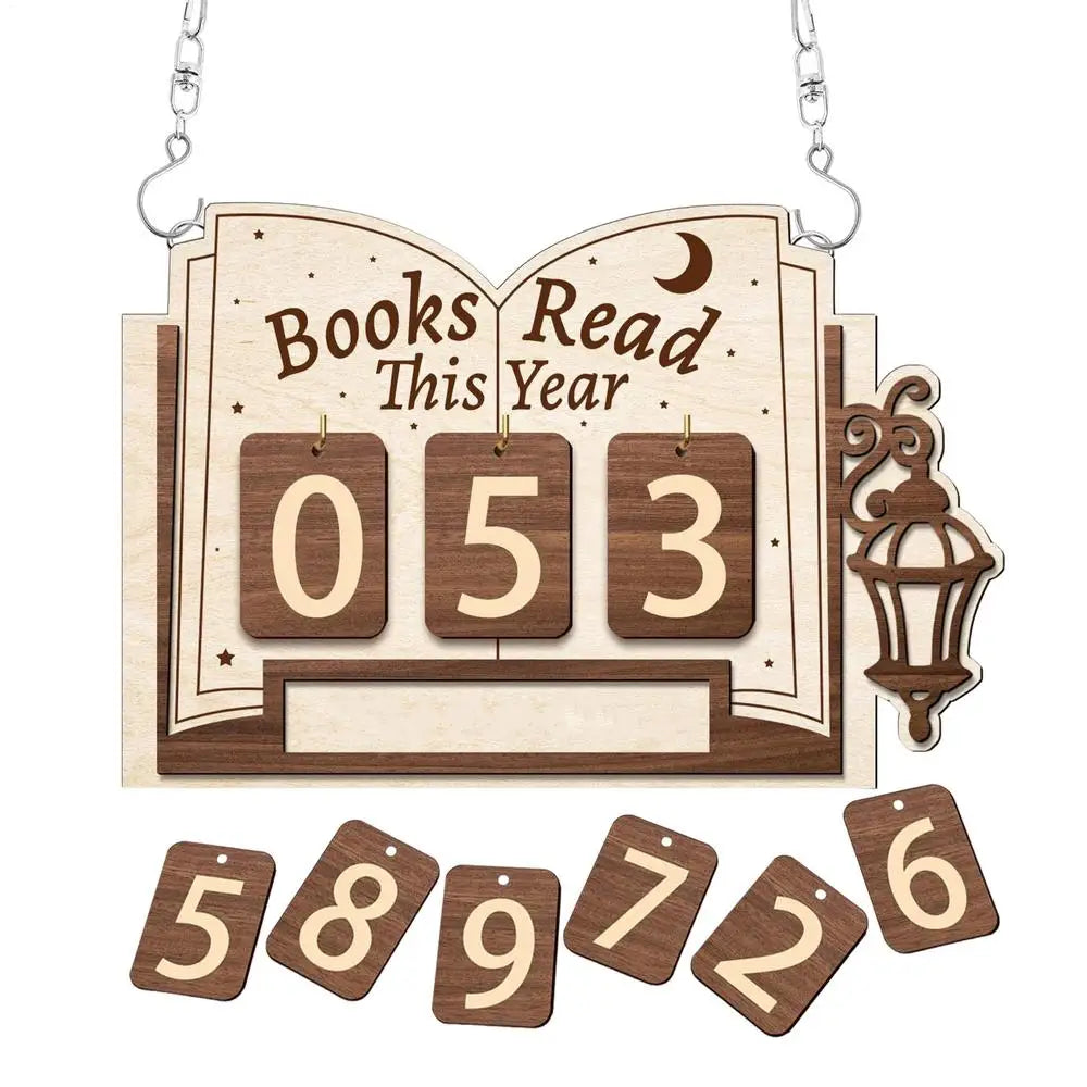 Books Read This Year Counter Wood Library Decor Book Read Tracker Board for Readers Students Teachers Librarians Writers Authors Zpaxo A China Mainland