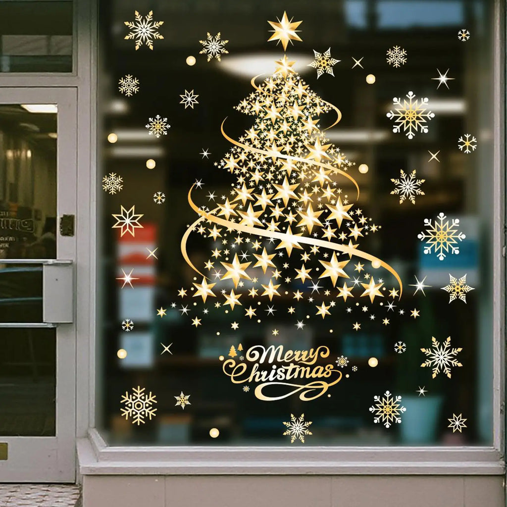 Christmas Window Decals 2 Sheets Reusable Static Clings Tree Seasonal
