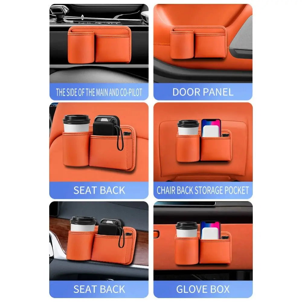 Universal Car Backseat Cup Holder Leather 2 Pockets Vehicle Storage Box Large Capacity Space Saving Vehicle Trash Can Sundries Zpaxo