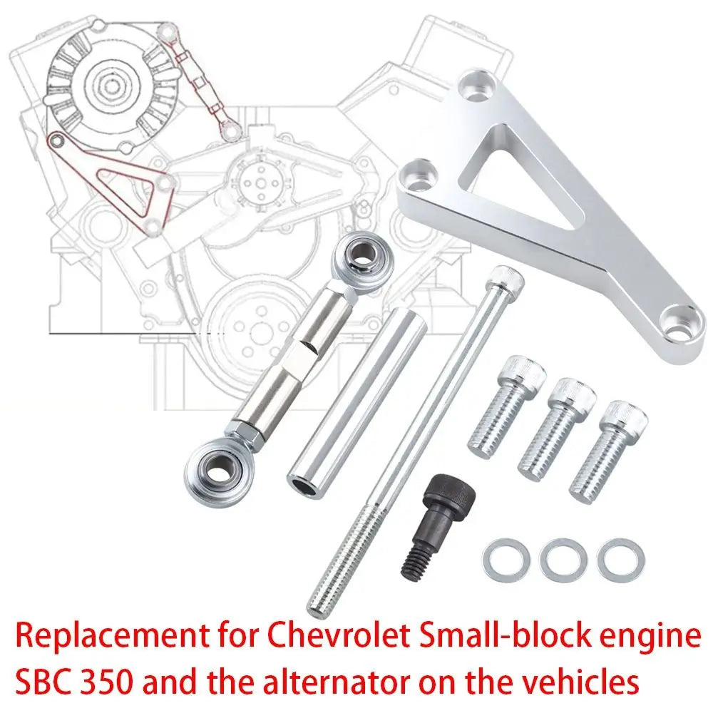 Aluminum Alloy Alternator Bracket Kit Polished Finish Adjustable Design Water Pump Bracket Kit Long Water Pump Zpaxo