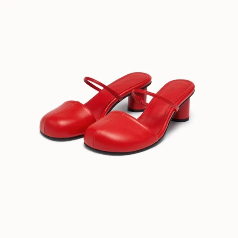 Heels Women Slippers Chunky Mules Shoes 2025 Trend Slingabck Sandals