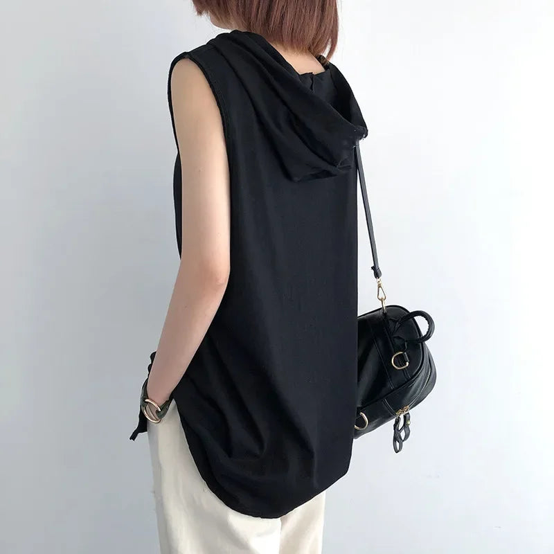 Men's Hooded Tank Top – Solid Color Sleeveless Hip Hop Vest
