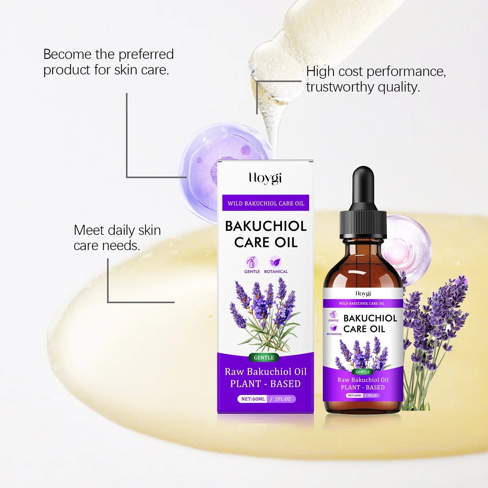 Bakuchiol & Lavender Face Oil – Anti-Aging Serum 60ml | Hoygi Facial Serum Oil Zpaxo