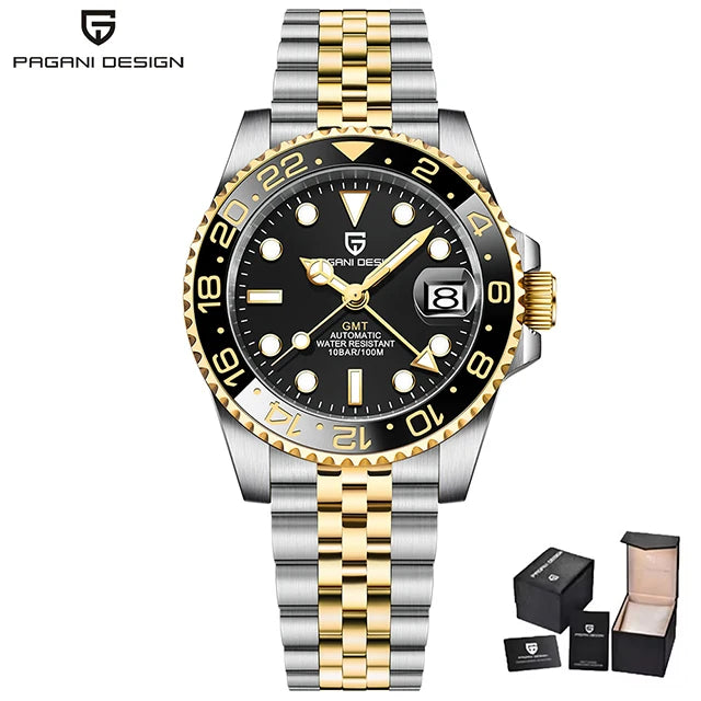 New GMT Watch PAGANI DESIGN 40mm Men Wristwatch Classic Luxury Mechanical Watches Top Brand 100M Waterproof Watches for Man 2026 Zpaxo Gold Black Jubilee United States