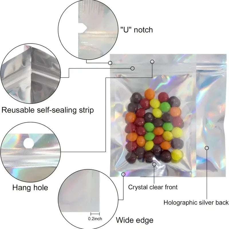 Iridescent Pearlescent Jewelry Bags Fashionable Cool Self-seal PE