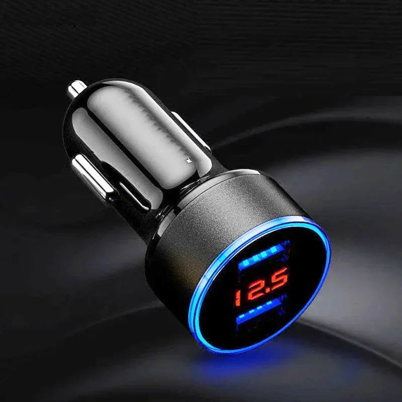 Dual USB Car Charger 3.1A Fast Charge & LED Voltmeter