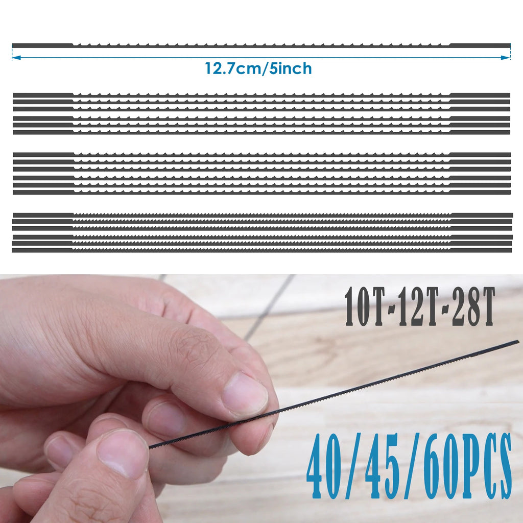 60Pcs Plain End Scroll Saw Blade Set 5 inch TPI 10/12/28 Fine Cut Power Tools Accessories Woodworking for Most Wood Plastic DIY Zpaxo