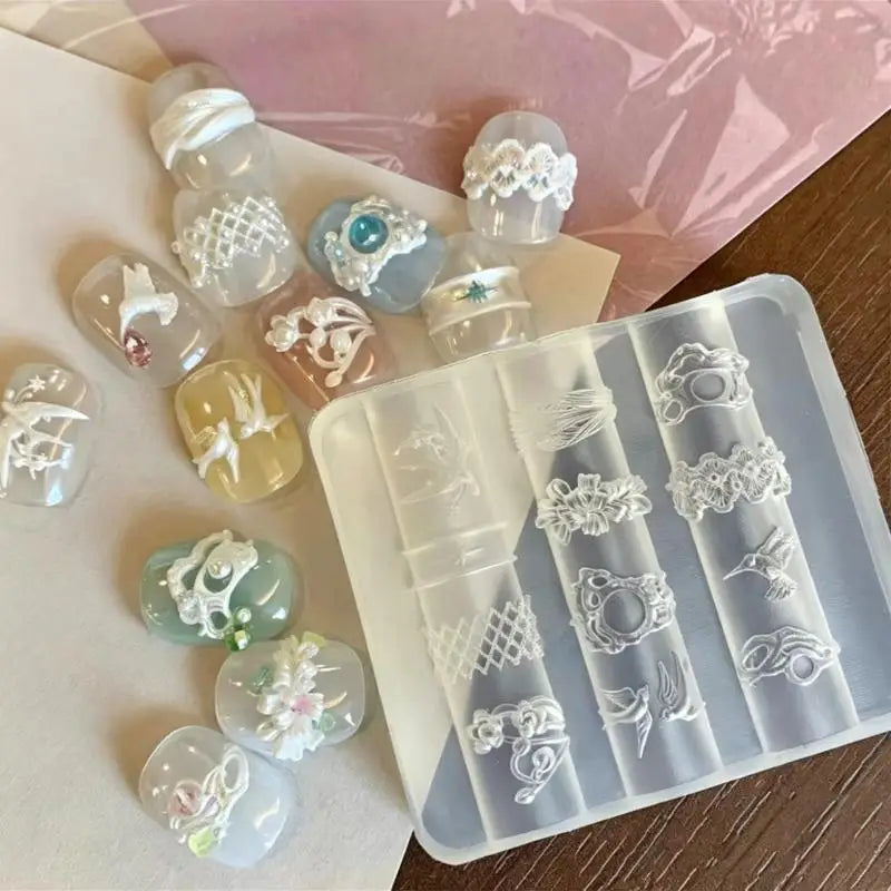 3D Bowknot Silicone Nail Mold Heat Resistant Mixed Shape DIY Manicure Zpaxo