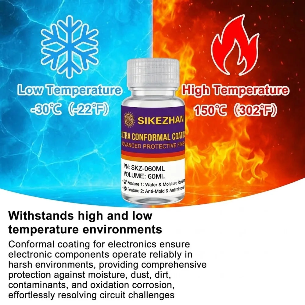 Ultra Conformal Coating 60ml, Professional Electronic Insulation Kit, Water Resistant Shield for PCB with Brush & Gloves Zpaxo