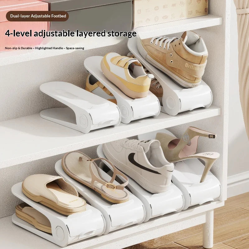 10-Pack Double-Layer Adjustable Shoe Rack | Space-Saving Organizer Shoe Rack Organizer Zpaxo