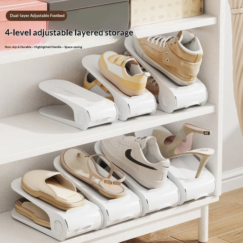 10-Pack Double-Layer Adjustable Shoe Rack | Space-Saving Organizer Shoe Rack Organizer Zpaxo