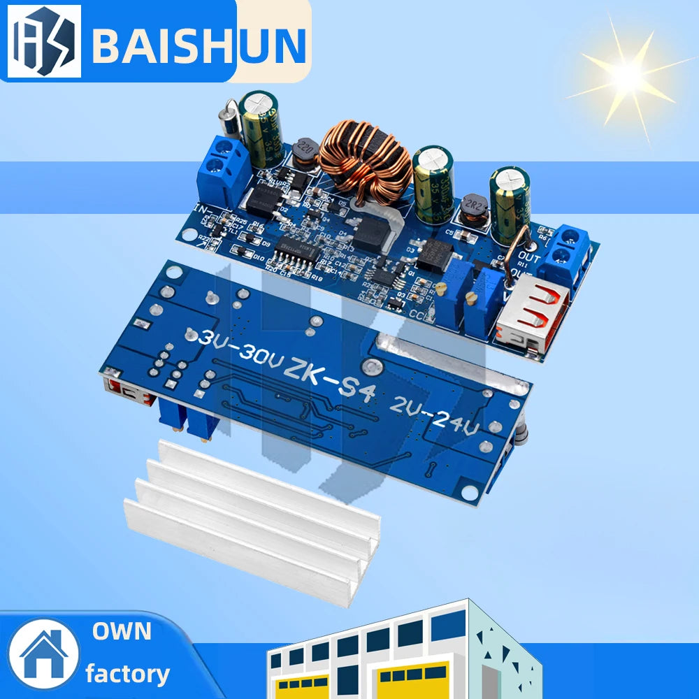8‌0w High-Power DC-DC Boost Converter Module: 2-24V to 3-30V Adjustable Step-Up Voltage Regulator with CC/CV & USB Port Zpaxo