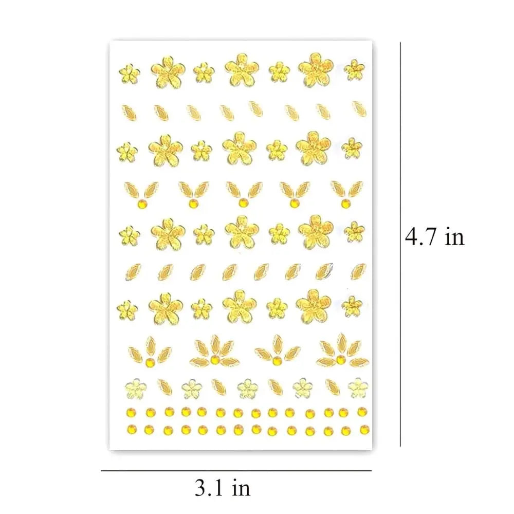 Flower Face Tattoo Sticker Pure Self-adhesive Rhinestones Jewelry Zpaxo