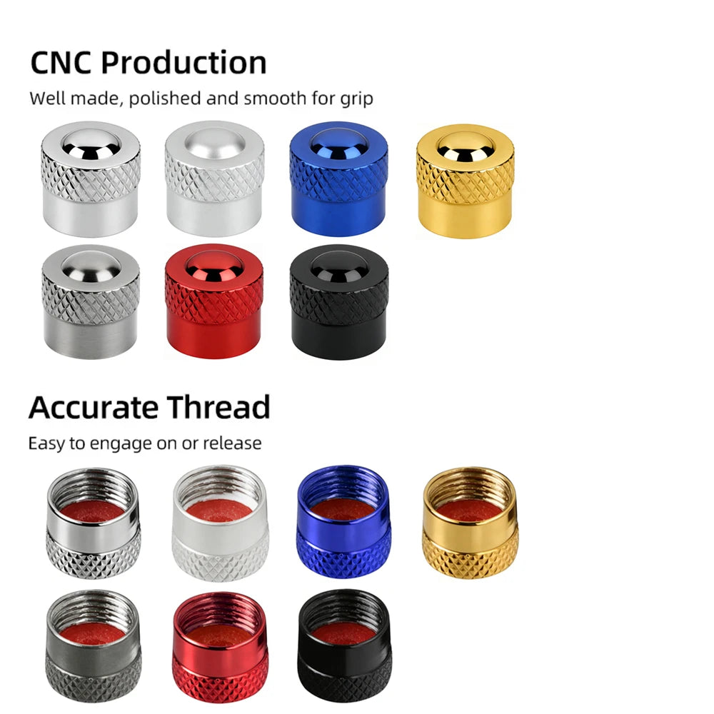 4-Pack Aluminum Tire Valve Stem Caps – Universal with O-Ring