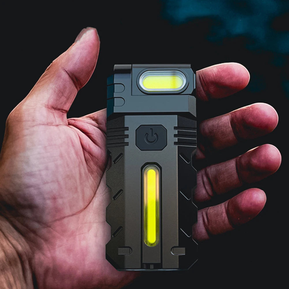 Magnetic LED Flashlight Compact Torch 180 Degree Rotating Head EDC