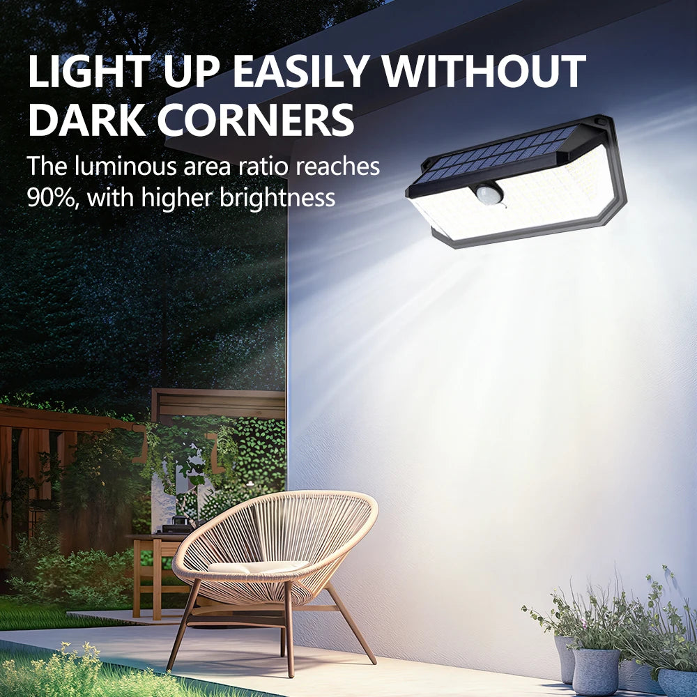 268/418 LED Solar Security Lights Outdoor 3 Modes Solar Powered Motion Sensor Lights Waterproof Wall Lights Fence Yard Garage Zpaxo