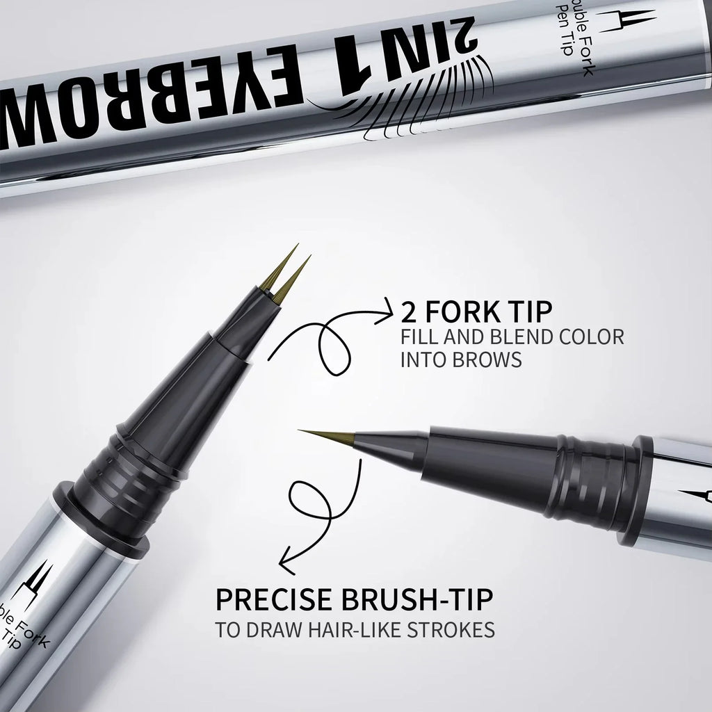 5 Colors Two-pronged Eyebrow Pencil Waterproof Liquid Curved Pen Fork