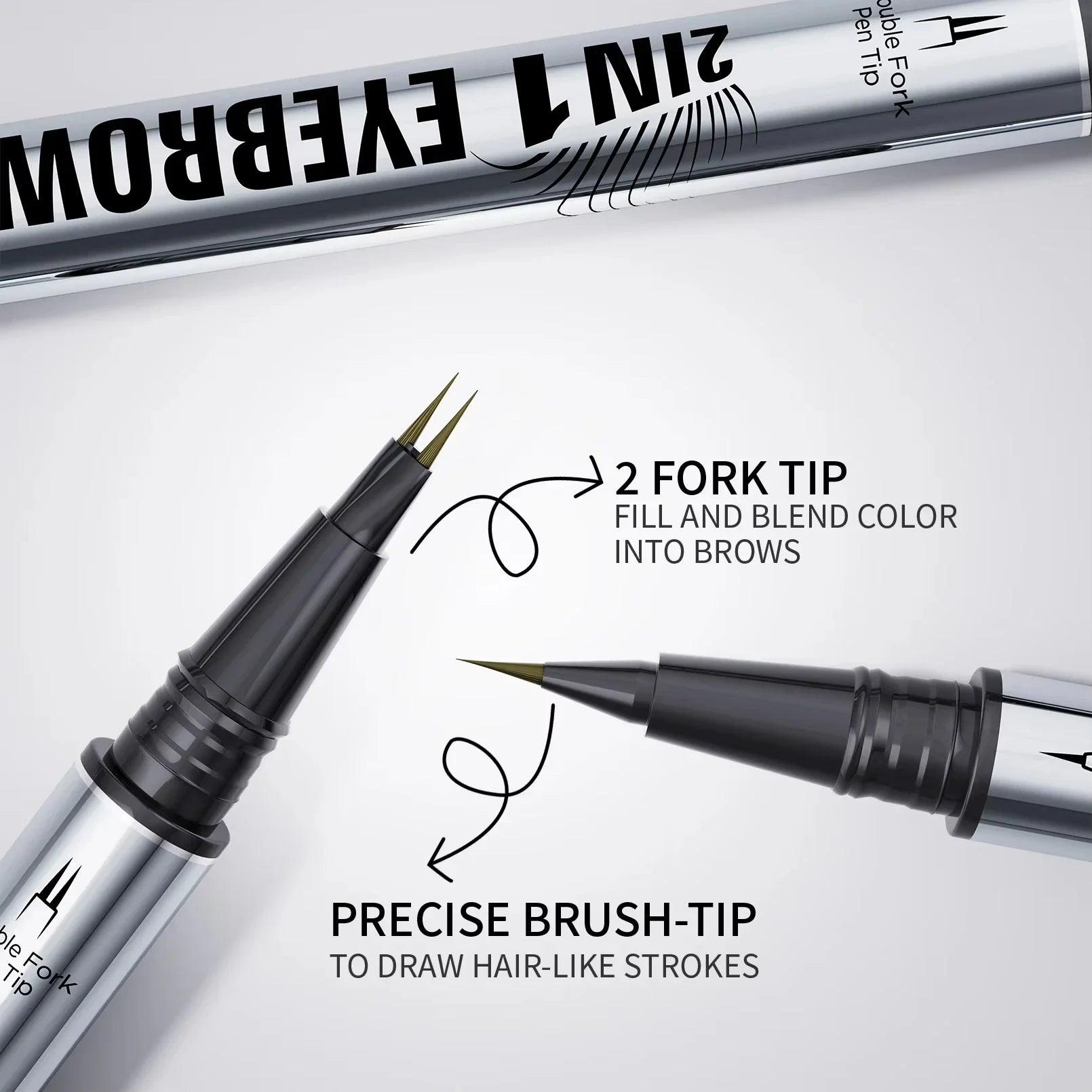 5 Colors Two-pronged Eyebrow Pencil Waterproof Liquid Curved Pen Fork