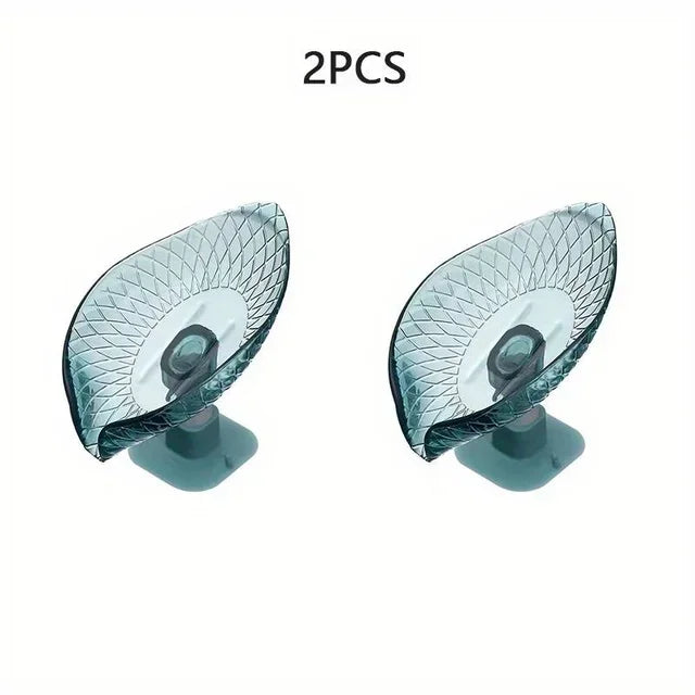 Leaf Design Drain Soap Box Suction Cup Decorative Plastic Self
