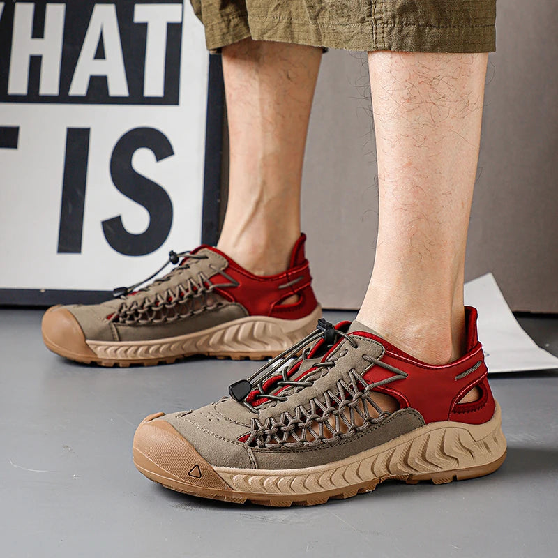 Summer Men Sandals Leather Mens Casual Shoes Outdoor Beach Roman Zpaxo