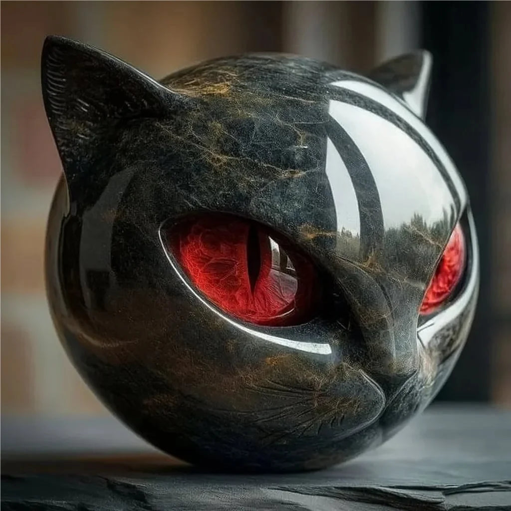 Mystic Black Cat Resin Sculpture – Gothic Witchy Home Decor Resin Sculpture Zpaxo