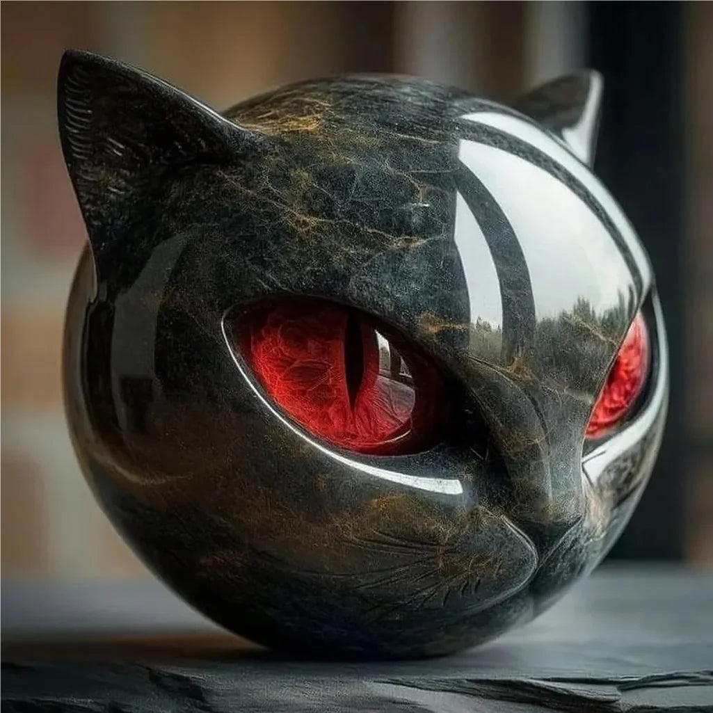 Mystic Black Cat Resin Sculpture – Gothic Witchy Home Decor Resin Sculpture Zpaxo