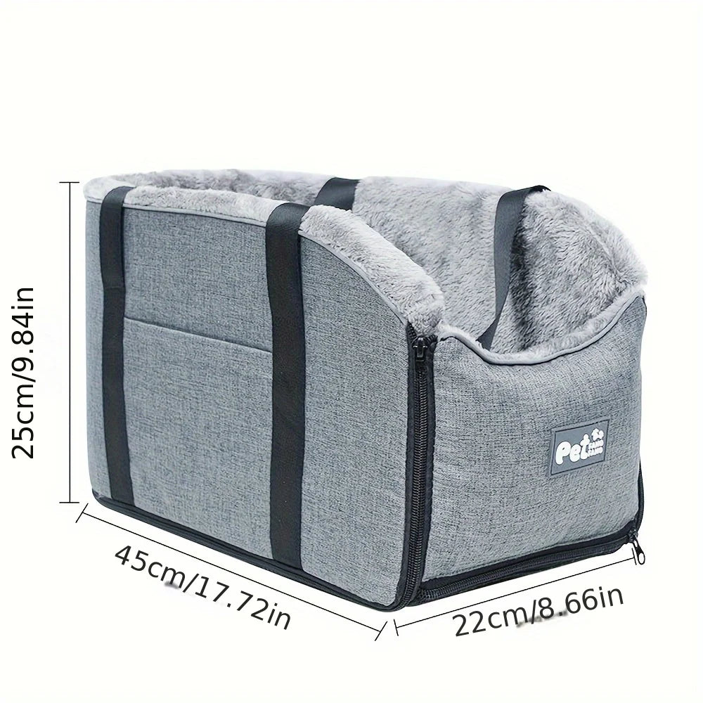 Comfortable Pet Car Seat Portable Dog Cat Travel Bag Safety Buckle Zpaxo Grey - With velvet
