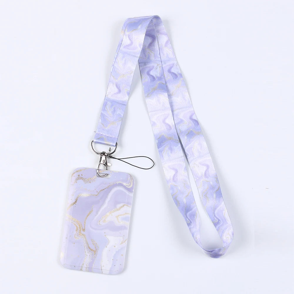 Phone Lanyard Crossbody with Wrist Strap Marble Pattern Card Case Cover for Bus/ID Card Cell Phone Lanyards Adjustable Strap Zpaxo J2502096-G