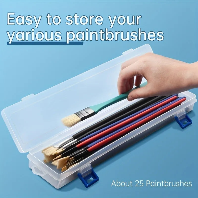 Long Paintbrush Holder Translucent Storage Box Watercolor Pens