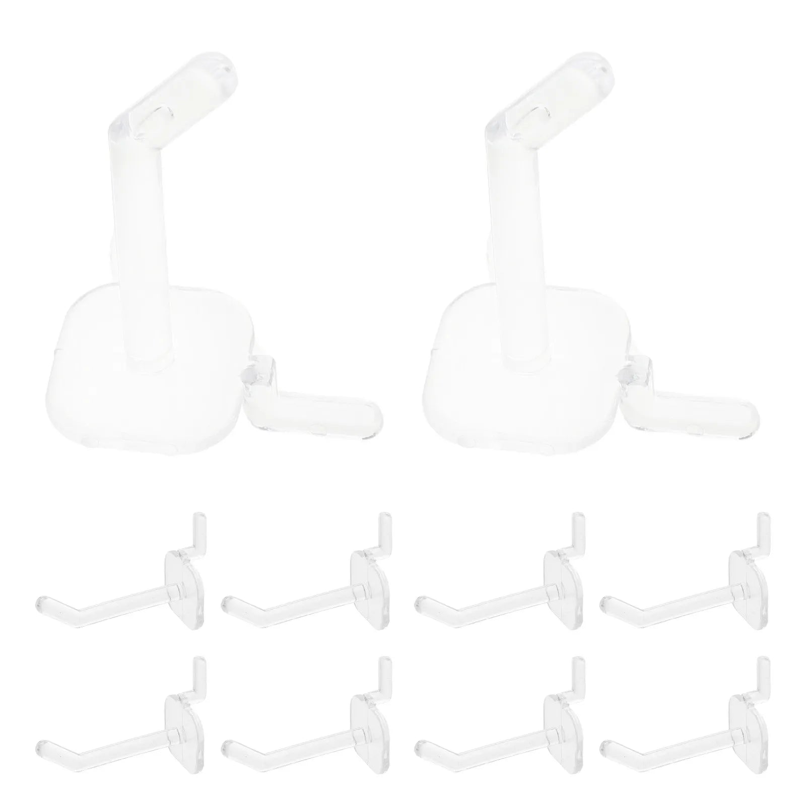 Clear Plastic Pegboard Hooks Firm Stable Grip Easy Install Multi Use