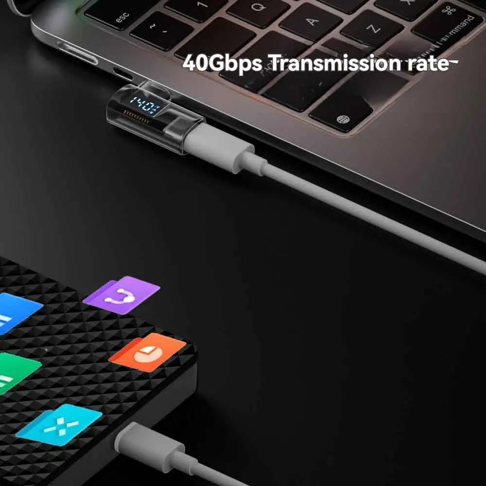 90° USB-C Adapter – 40Gbps, PD 140W, 8K 60Hz, Thunderbolt 4 USB-C Adapter Zpaxo