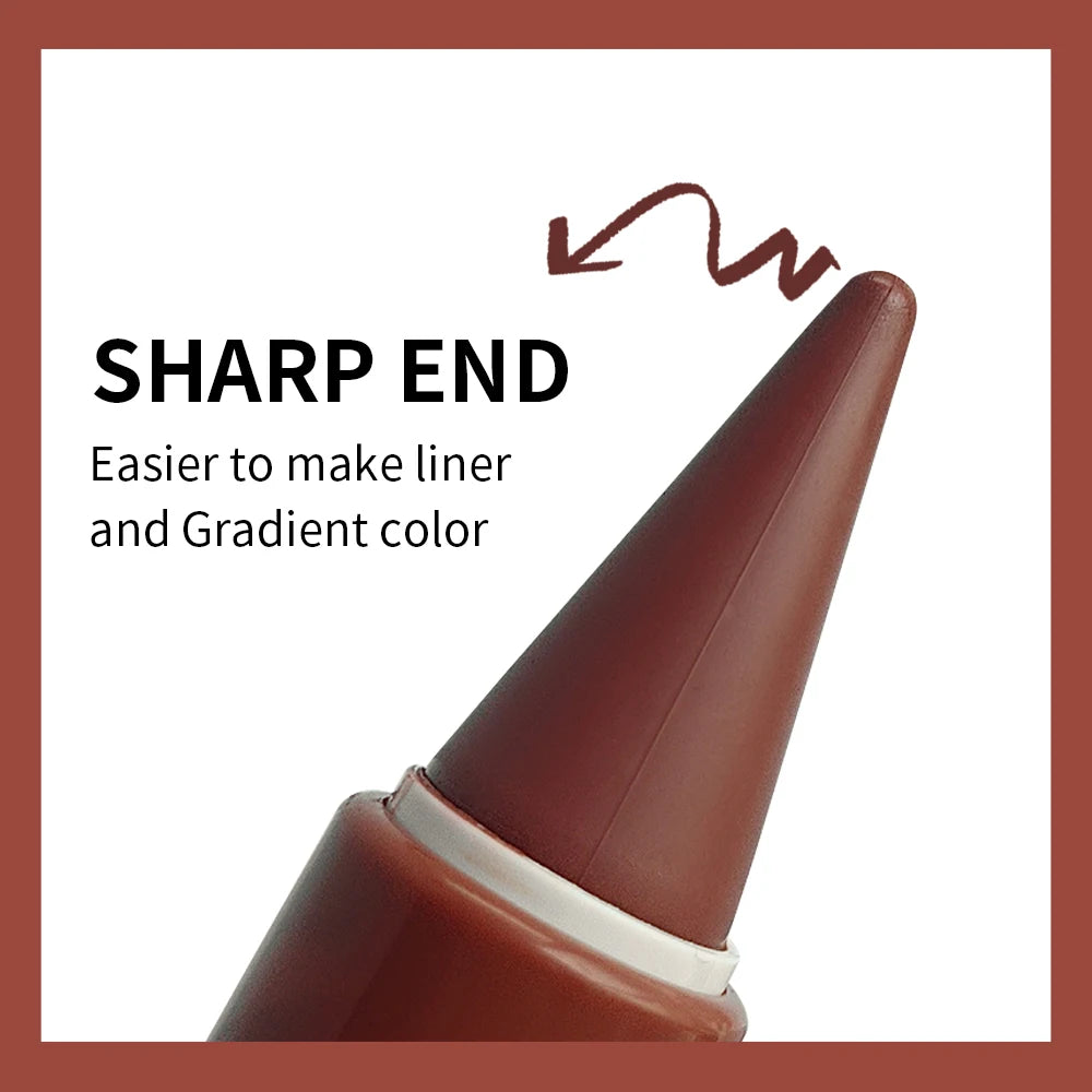 6-color conical gradient lip liner pen - matte black brown velvet lipstick, waterproof and non-greasy, blush and lip color pen, Zpaxo