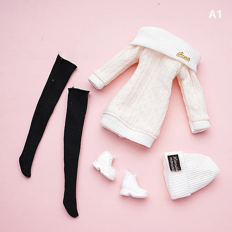 ▶1Set 30cm Doll's Clothes Suit Dress Up Accessories Sweater Hat Stockings Suit Girl Play House Toy Zpaxo A1