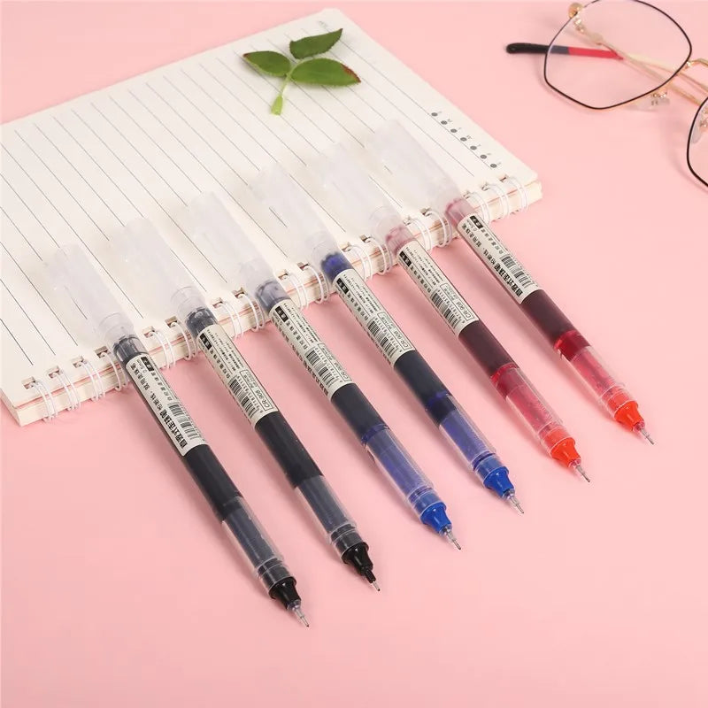 Needle Gel Pens Black Blue Red Ink Straight Liquid Pen Kawaii