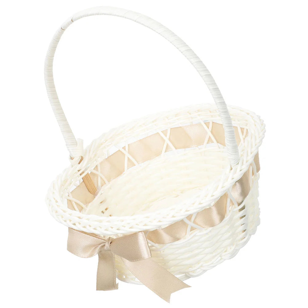 Easter Rattan Storage Basket Woven Flower Girl Hand Handmade Home