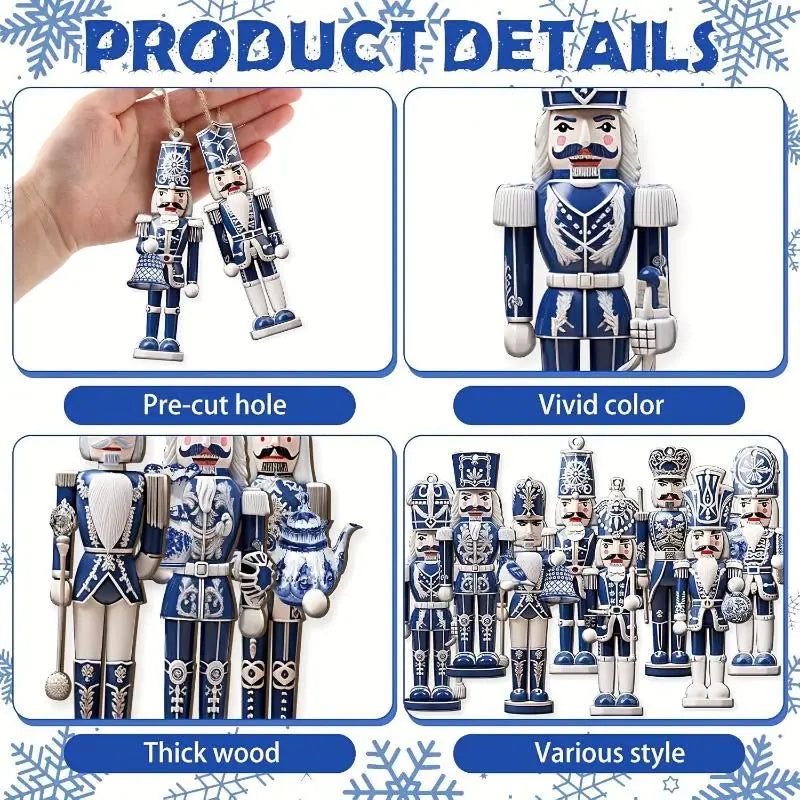 12PCS Nutcracker Wooden Decorative Set - New Year Christmas Gift, Party Decoration And Home Decor Xmas Tree Hanging Ornament Zpaxo