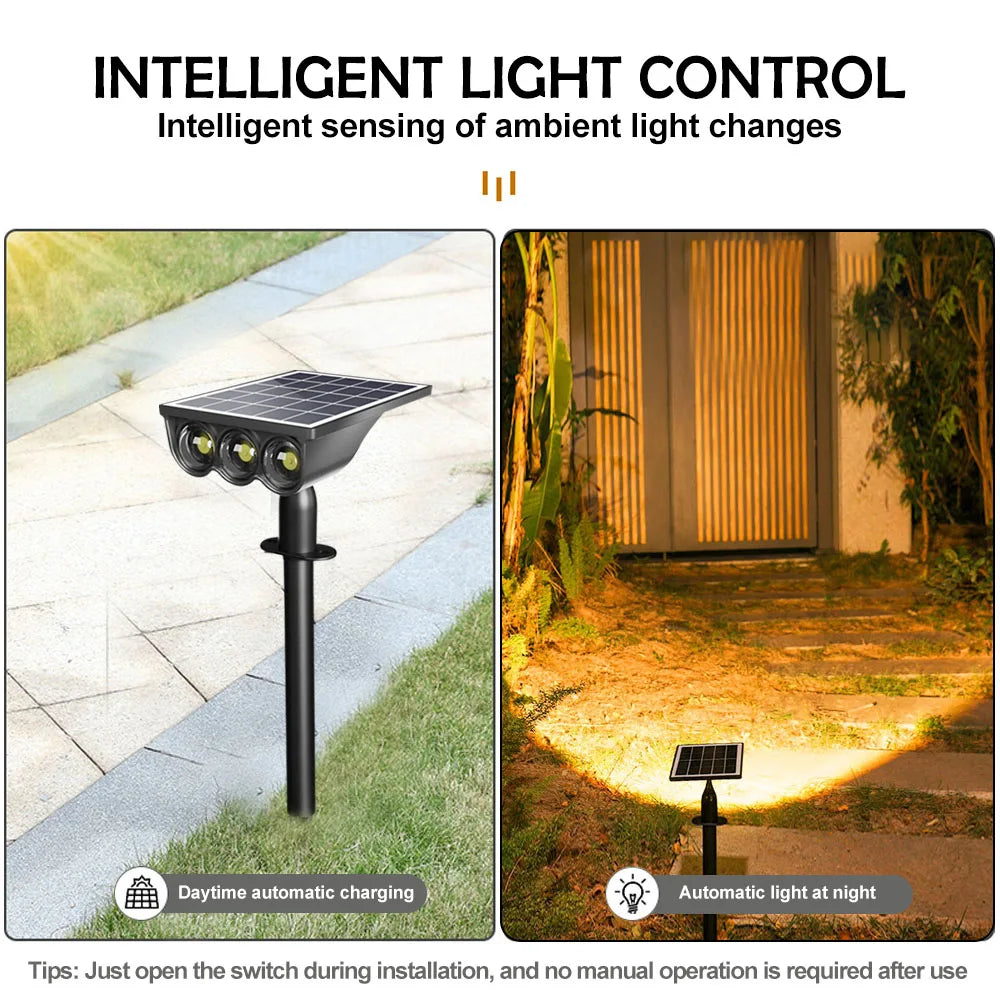 1PC Solar Spotlight Outdoor Waterproof IP65 LED Solar Landscape Light Garden Path Yard Driveway Walkway Patio Decor Warm White L Zpaxo