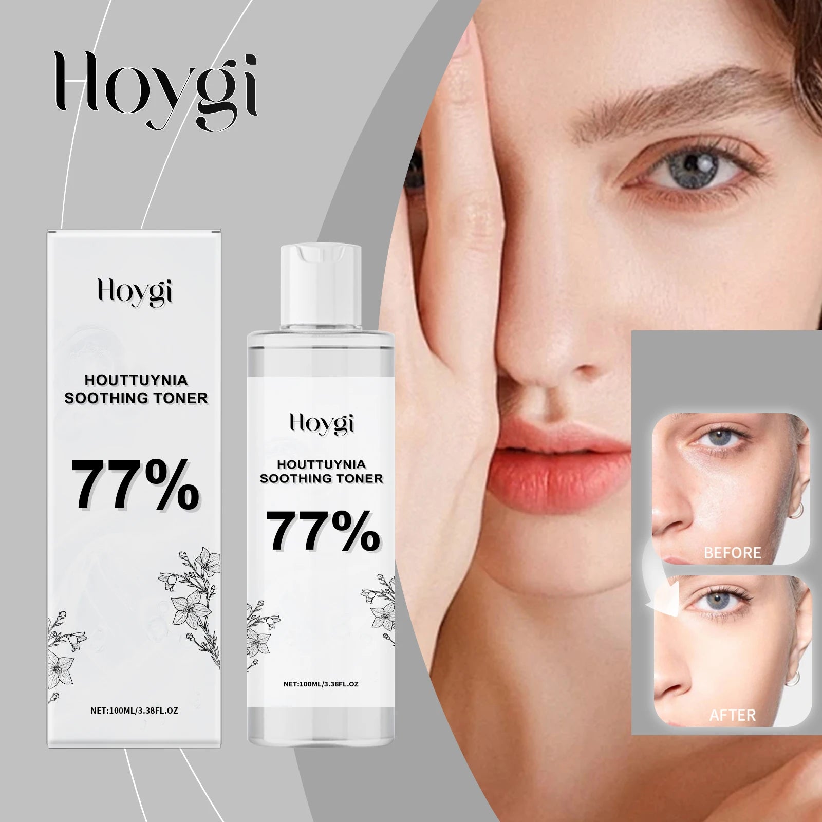 Hoygi 100ml Houttuynia Cordata Facial Toner Hydrating Essence with Hyaluronic Acid Brighten Soothe Boost Radiance Natural Herb Zpaxo