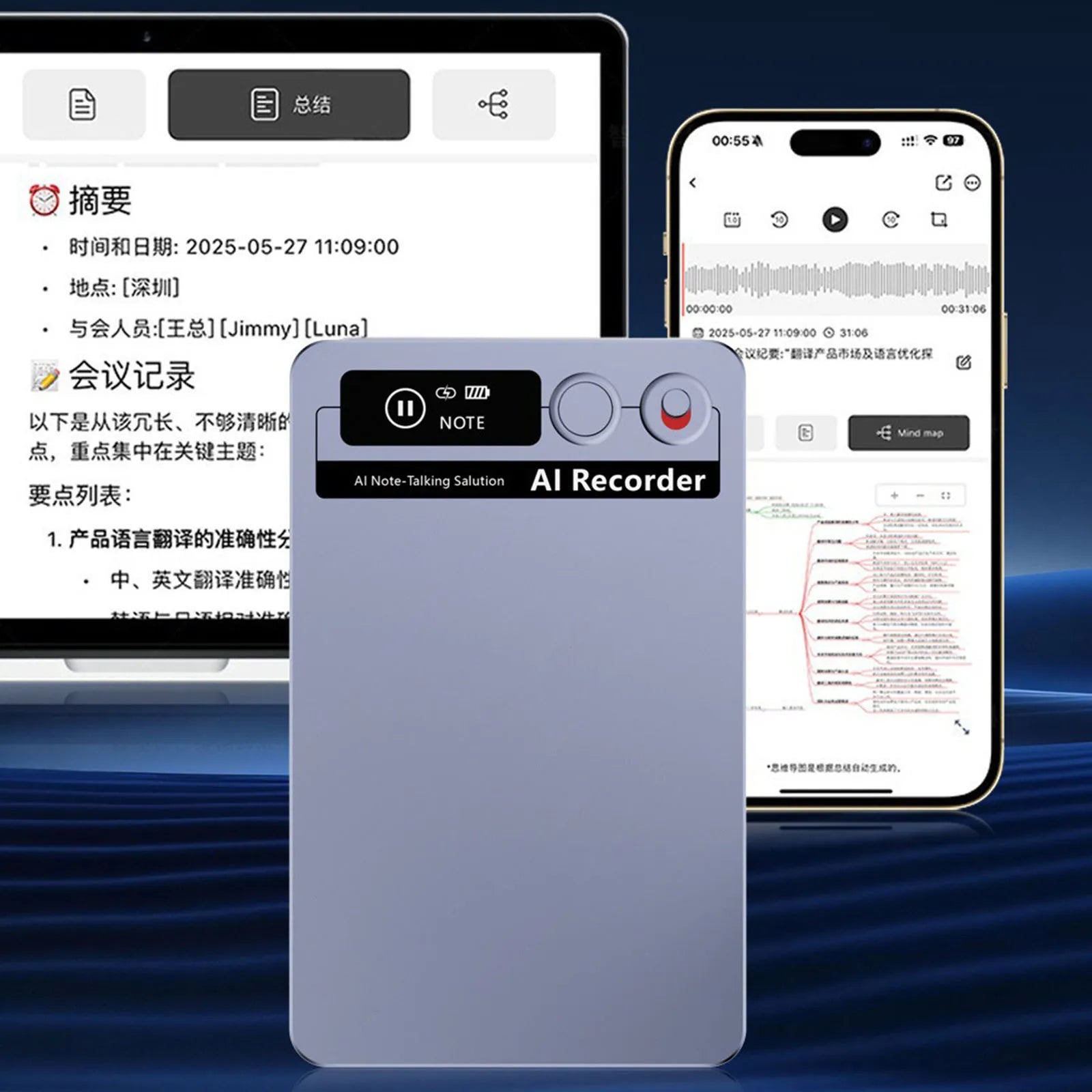 AI Voice Recorder Real-time Transcription Translation Audio App