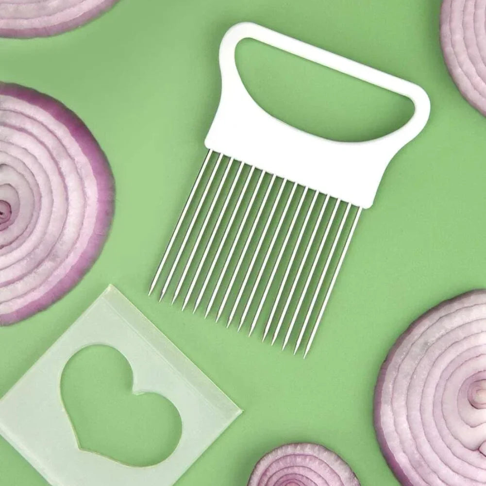 Effortlessly Slice Onions with this 1pc Colorful Onion Slicer Kitchen stainless steel potato chip onion holder Zpaxo