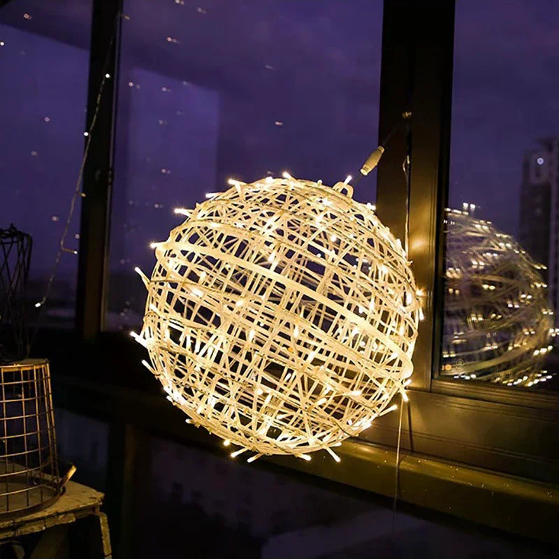 Year Hanging Light LED Multiple Colors Rattan Ball Fairy String Zpaxo