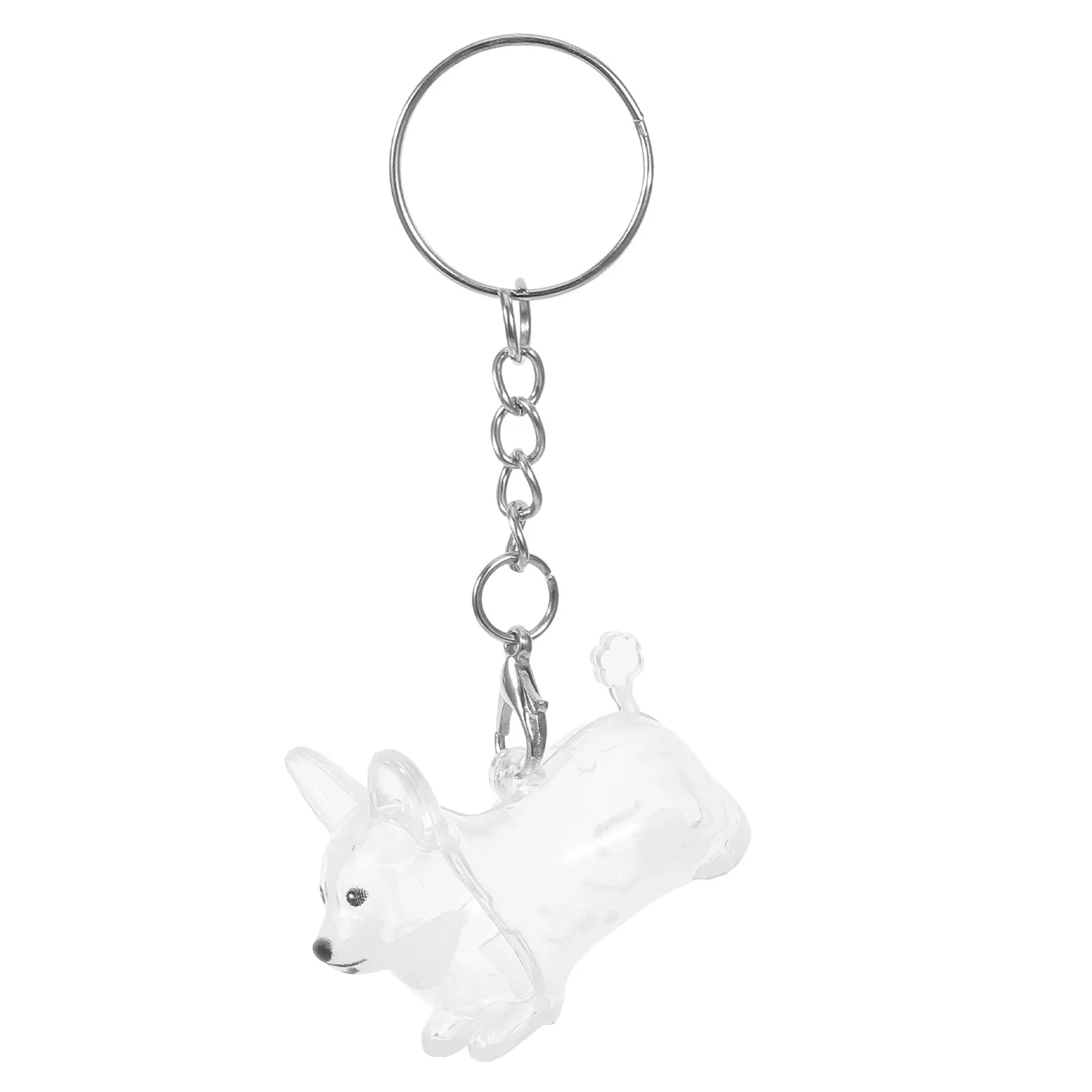 Dog Hair Collector Keychain Plastic Clear Corgi Shaped Storage Jar