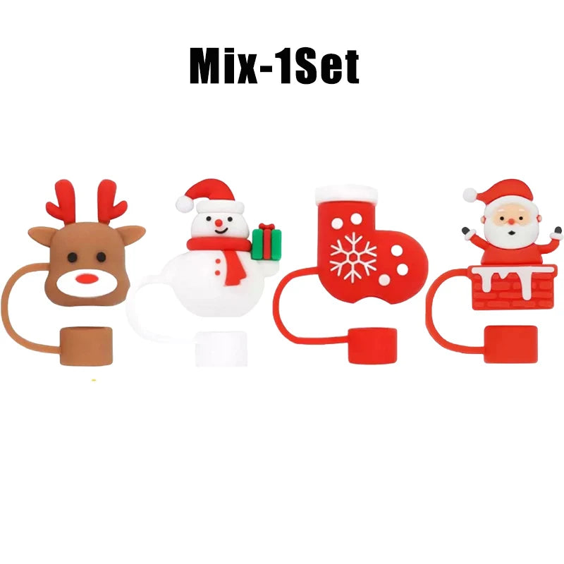 Christmas Straw Covers Caps Tumblers Dustproof Toppers Cups 30 Cup Zpaxo Mix-1Set