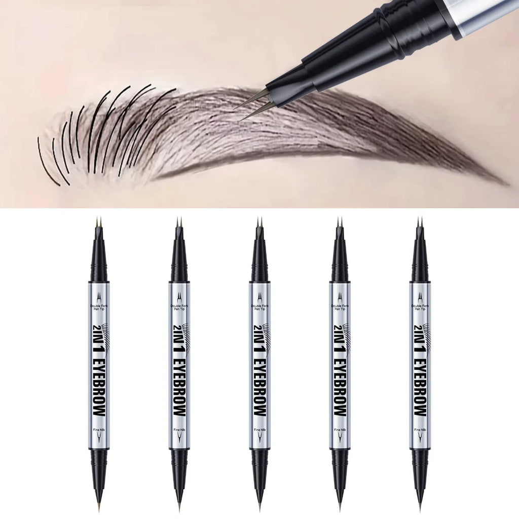 5 Colors Two-pronged Eyebrow Pencil Waterproof Liquid Curved Pen Fork