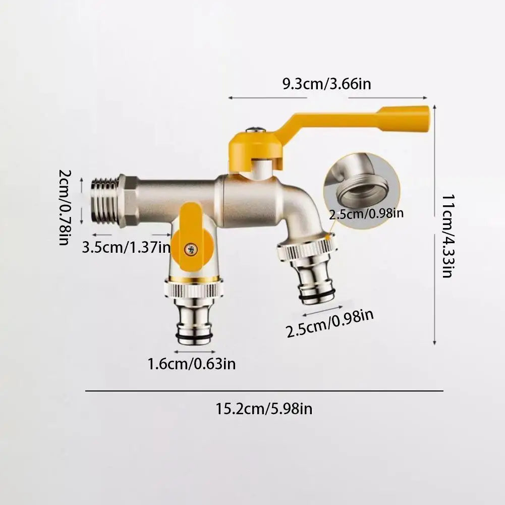 Outdoor Antifreeze Brass Tap Double Outlet For Garden Yard Water IBC Tank Washing Machine Hose Connector Accessory Zpaxo